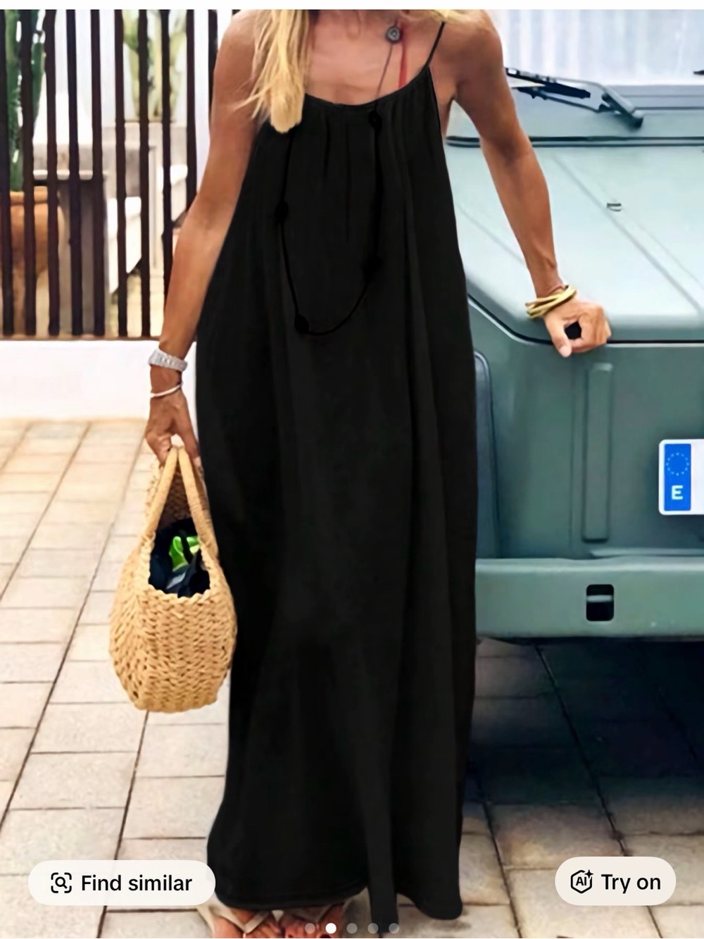 Women’s Black Maxi Dress with Spaghetti Straps